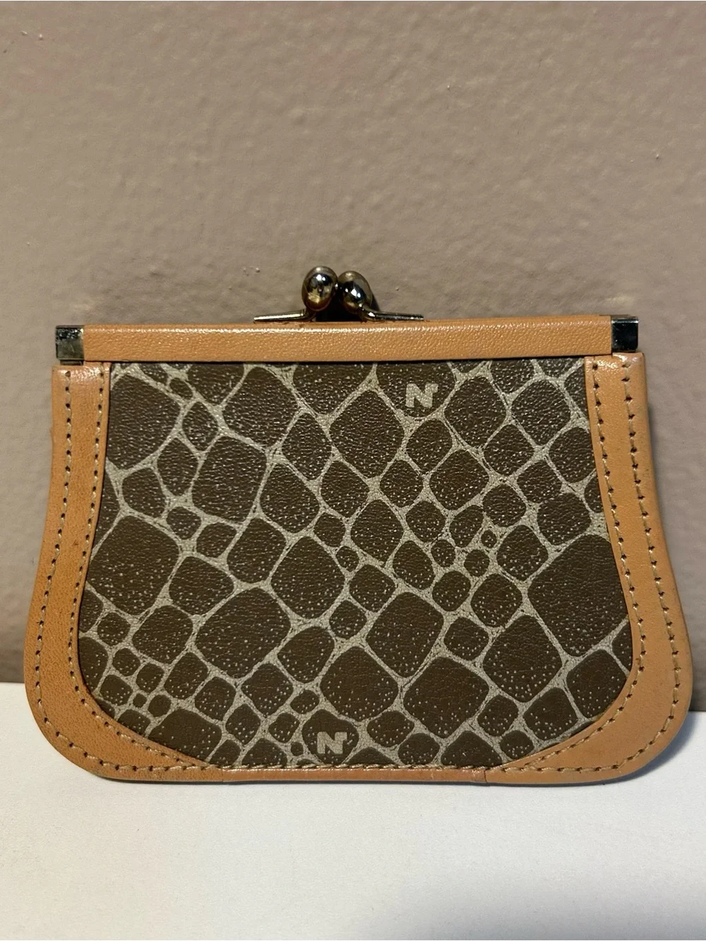 Vintage Nina Ricci Kiss Lock Coin Pouch Purse Giraffe print